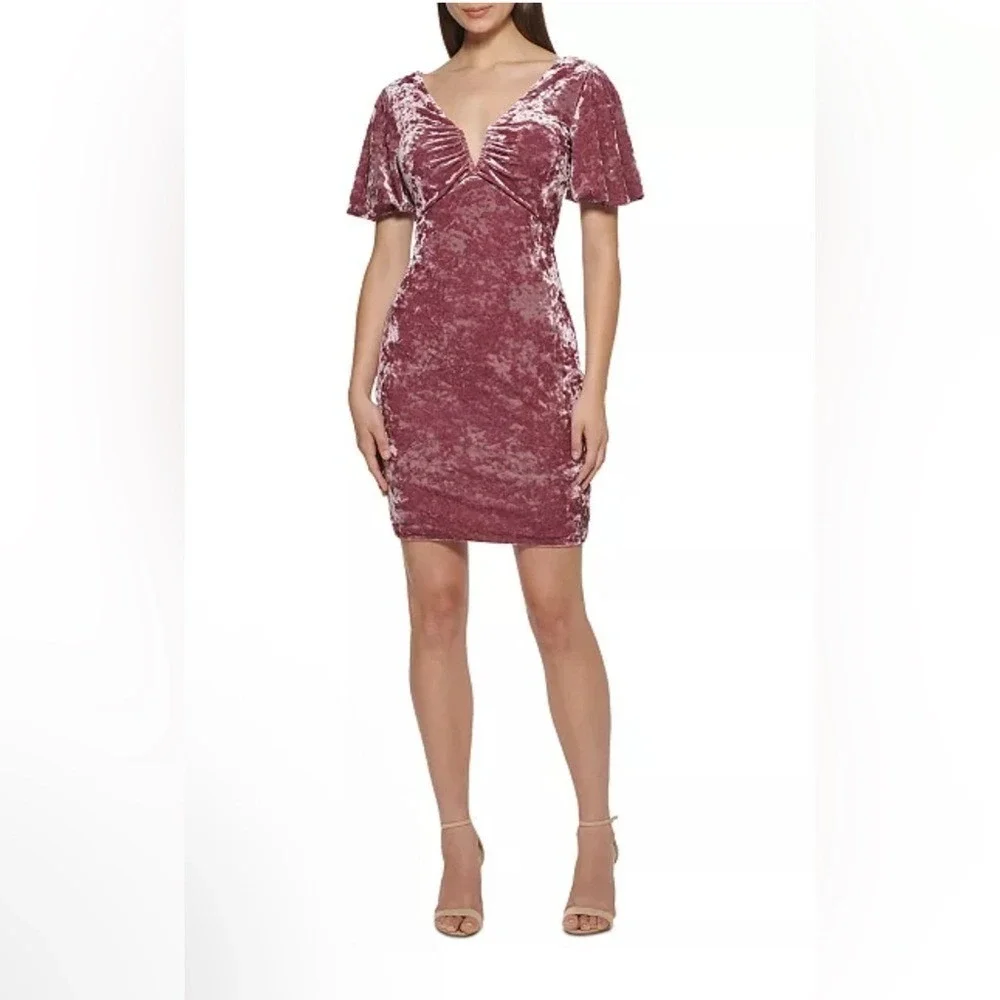 Guess Burgundy Velvet Mini Dress Size 4‎ NWOT Whimsigoth Party Cocktail Glam